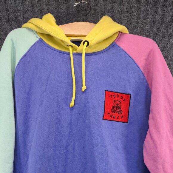 Teddy Fresh Men's Hoodie Sweatshirt Small Long Sleeve Multi Colorblock Cotton - Picture 3 of 13